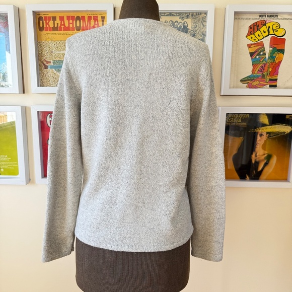 Cozy Patchwork Holiday Christmas Knit Sweater Cardigan – Soft Greys & Pinks - Picture 3 of 7